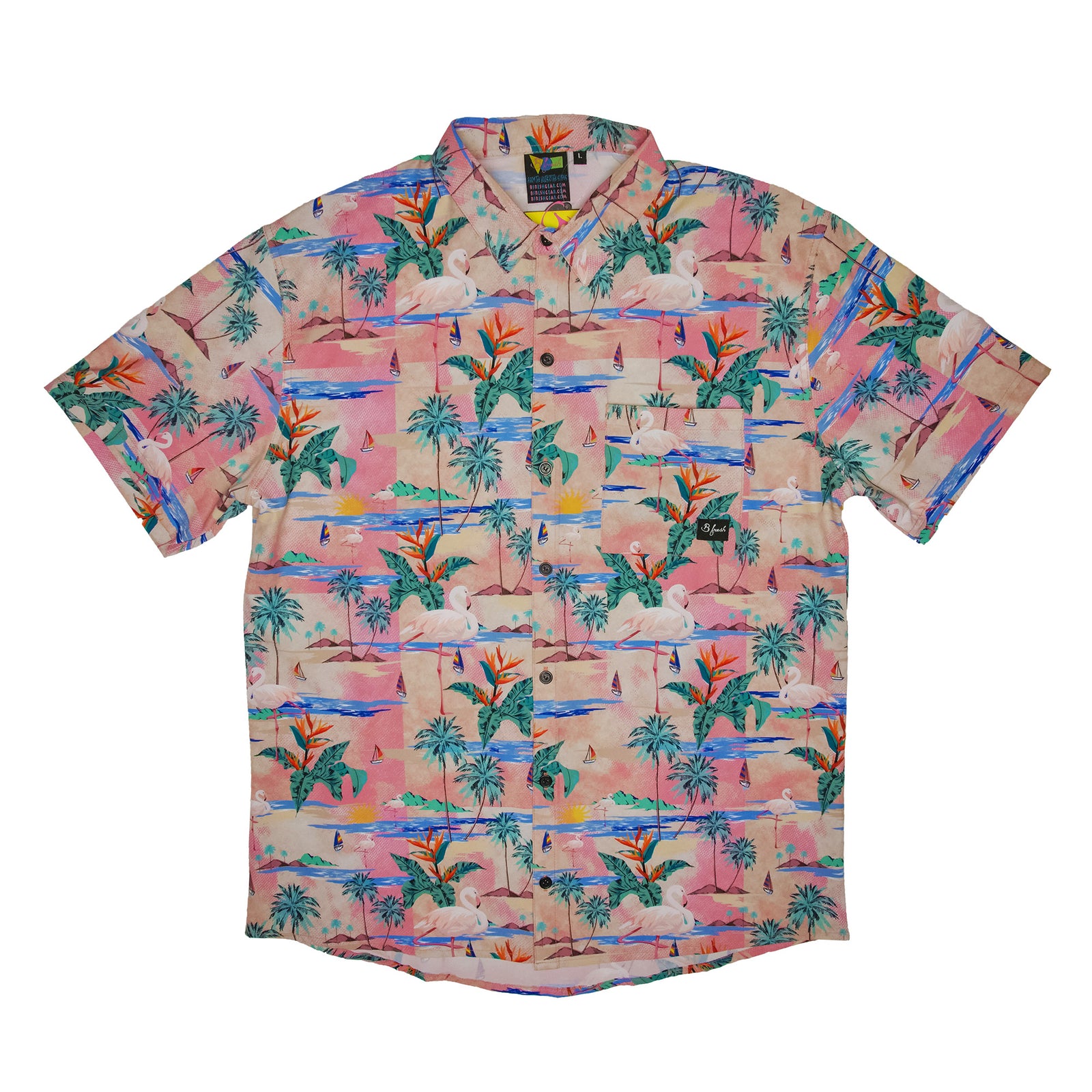 Button down shirt with retro Flamingo pattern